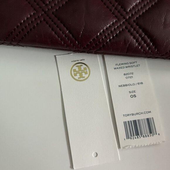 Tory Burch 82001 Fleming Soft Glazed Convertible Shoulder  Tory Burch Fleming Soft Glazed Wristlet, Nebbiolo (wine), NWT